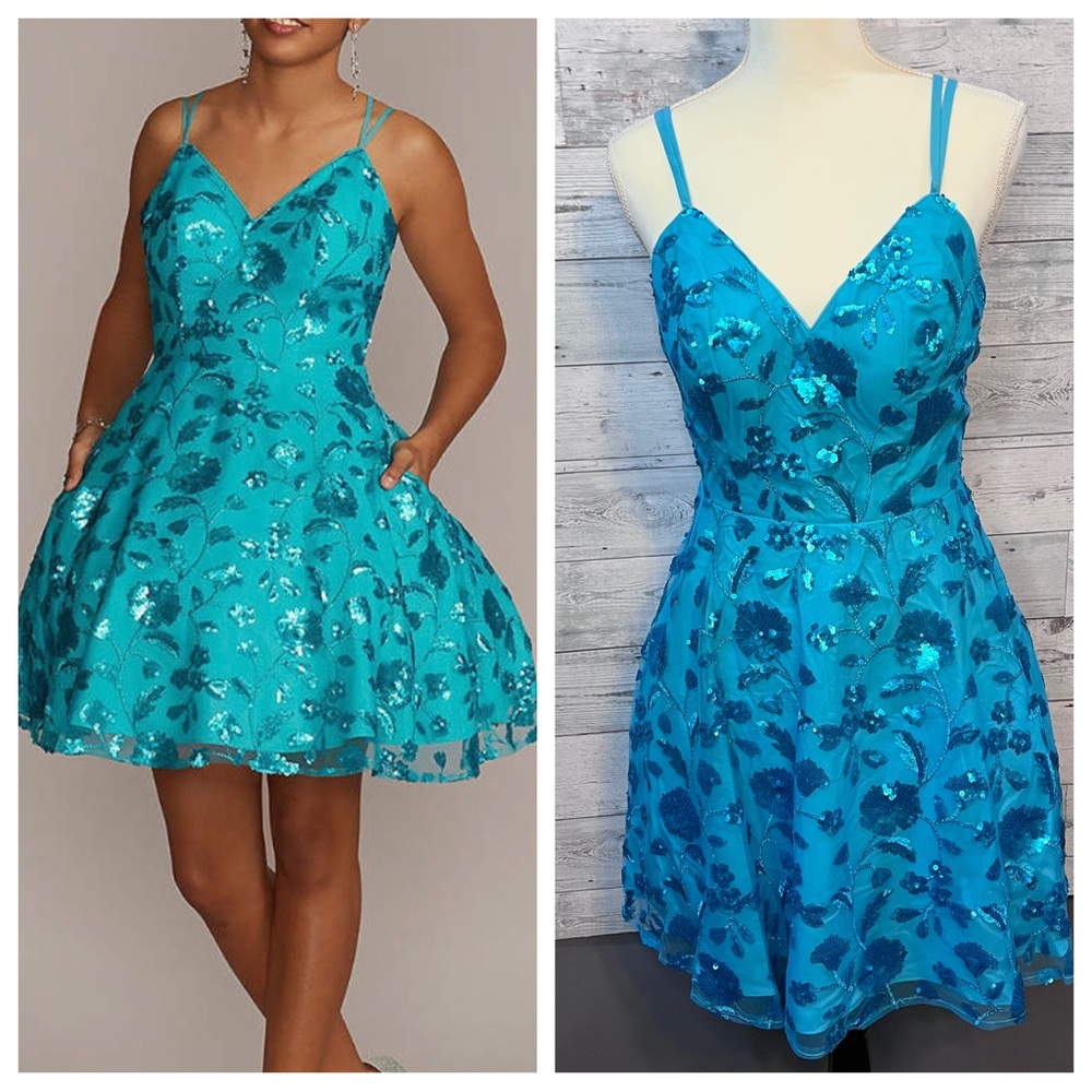 Fifteen Roses A-Line Damas Party Dress Embroidered Floral Design Malibu Size 10